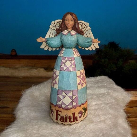 Jim Shore 2009 Heartwood Creek Blessed Faith  8" Angel Figurine 4014452 EUC - Picture 1 of 6